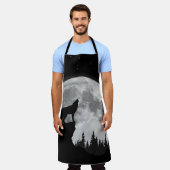 Black and white wolf howling at the moon schort (Gedragen)