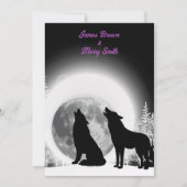 Black and White Wolves Howl Moon Wedding Kaart (Voorkant)