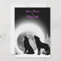 Black and White Wolves Howl Moon Wedding