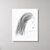Black and White Woman Profile Sketch Gallery Wall Canvas Afdruk (Voorkant)