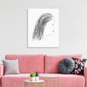 Black and White Woman Profile Sketch Gallery Wall Canvas Afdruk (Insitu (Woonkamer))