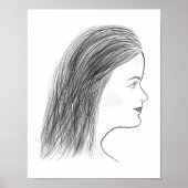 Black and White Woman Profile Sketch Gallery Wall Poster (Voorkant)