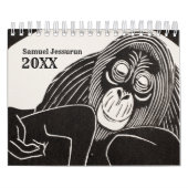 Black and White Woodcut Simple Line Drawing Kalender (Hoes)
