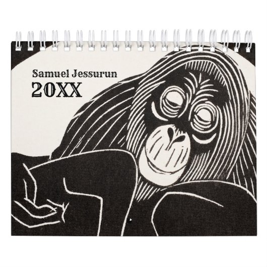 Black and White Woodcut Simple Line Drawing Kalender (Hoes)