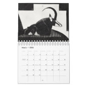 Black and White Woodcut Simple Line Drawing Kalender (Mar 2026)