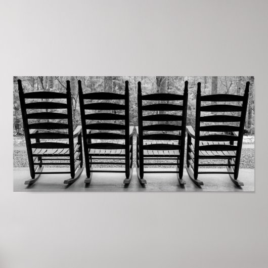 Black and White Wooden Rocking Chairs Poster (Voorkant)