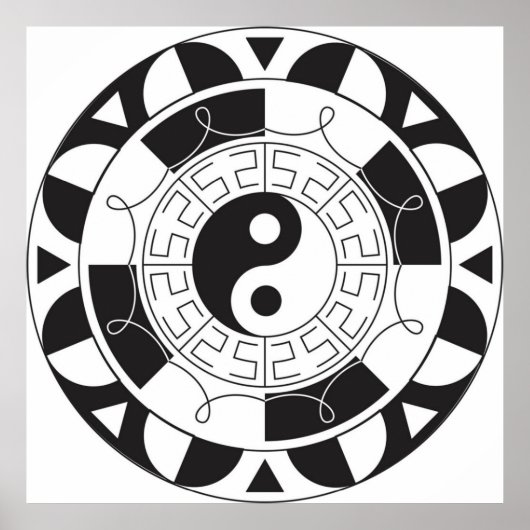 Black and White Yin Yang Pattern Poster (Voorkant)