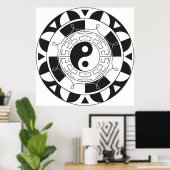 Black and White Yin Yang Pattern Poster (Thuiskantoor)