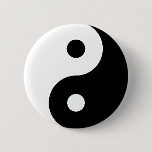 Black and White Yin Yang Ronde Button 5,7 Cm