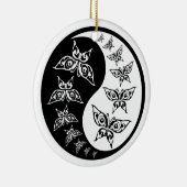 Black and White Yin Yang Tao Butterflies Keramisch Ornament (Rechts)