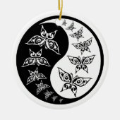 Black and White Yin Yang Tao Butterflies Keramisch Ornament (Voorkant)