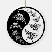 Black and White Yin Yang Tao Butterflies Keramisch Ornament (Achterkant)