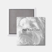 Black and White Yorkshire Terrier Yorkie Magneet (Voorkant / Achterkant)
