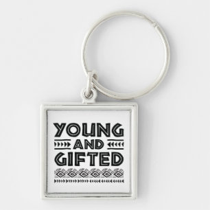 Black and White Young en Gifted African Graphic Sleutelhanger