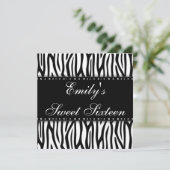 Black and White Zebra Diamonds Sweet 16 Birthday Kaart (Staand voorkant)