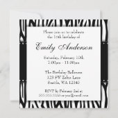 Black and White Zebra Diamonds Sweet 16 Birthday Kaart (Achterkant)