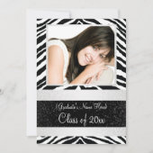 Black and White Zebra Graduation Party Kaart (Voorkant)