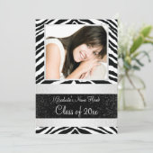 Black and White Zebra Graduation Party Kaart (Staand voorkant)