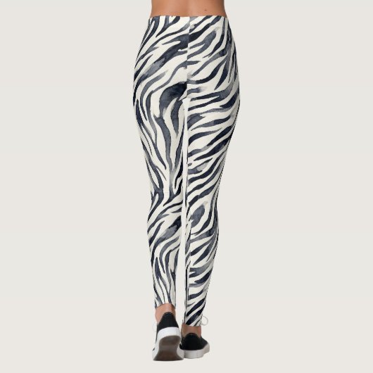 Black and White Zebra Print Pattern Leggings (Achterkant)
