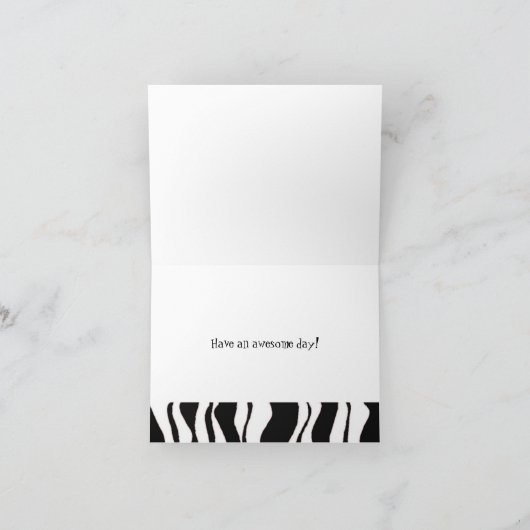 Black and White Zebra Stripe Birthday Bedankkaart (Binnen)