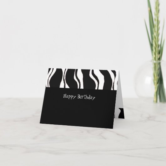 Black and White Zebra Stripe Birthday Bedankkaart (Voorkant)