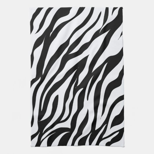 Black and White Zebra Stripe Pattern Animal Print Theedoek (Verticaal)