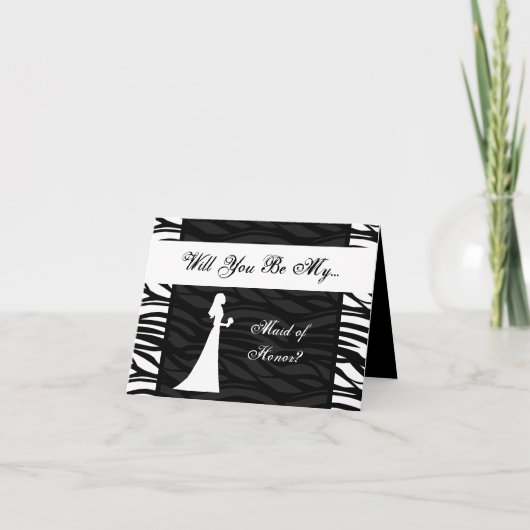 Black and White Zebra Stripe, Wedding Party Invite (Voorkant)
