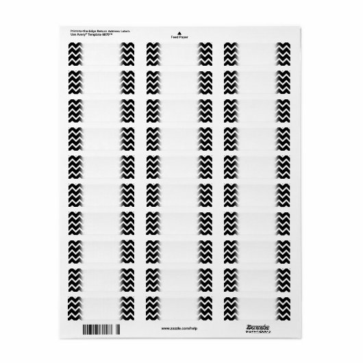 Black and White Zig Zag Pattern. Etiket (Full Sheet)