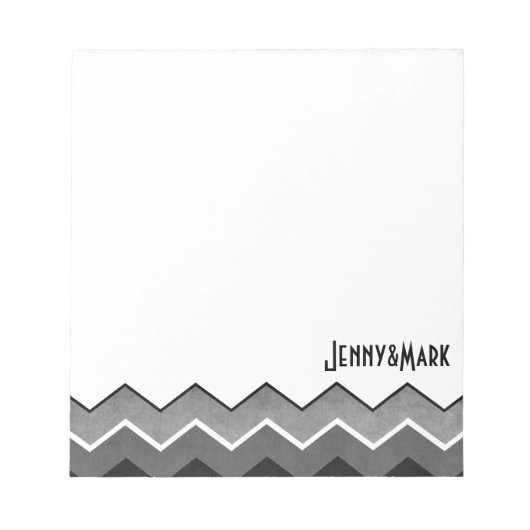 Black and White Zig Zag Pattern Notitieblok (Voorkant)