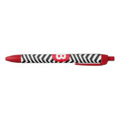 Black and White Zig Zag Pattern Red Monogram Zwarte Inkt Pen (Bodem)