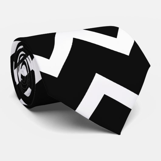 Black and White Zig Zag Pattern. Stropdas (Opgerold)
