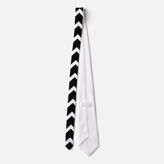 Black and White Zig Zag Pattern. Stropdas (Achterkant)