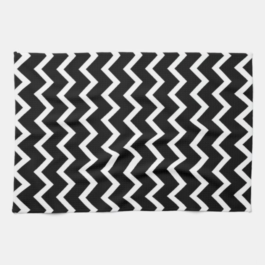 Black and White Zig Zag Pattern. Theedoek (Horizontaal)