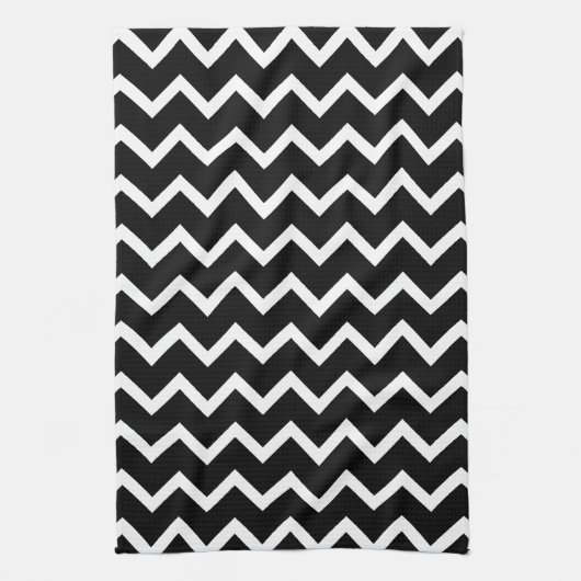 Black and White Zig Zag Pattern. Theedoek (Verticaal)