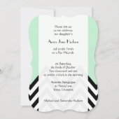 Black and White Zigzag Pattern, Green, Bat Mitzvah Kaart (Voorkant)