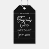 Black and Withe Modern 21st Birthday Party Cadeaulabel (Voorkant)