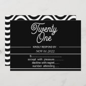 Black and Withe Modern 21st Birthday Party Kaart (Voorkant / Achterkant)