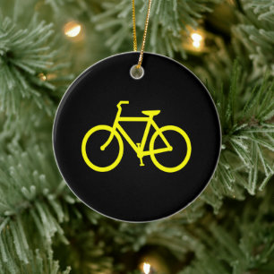 Black and Yellow Bike Route Graphic Keramisch Ornament
