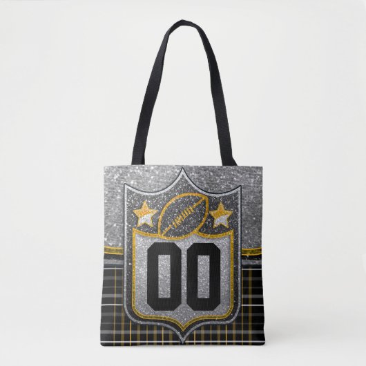 Black and Yellow Gold School Football Jersey Tote Bag (Voorkant)