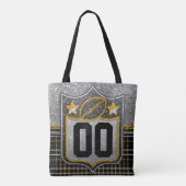 Black and Yellow Gold School Football Jersey Tote Bag (Achterkant)