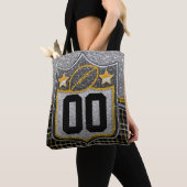 Black and Yellow Gold School Football Jersey Tote Bag (Dichtbij)