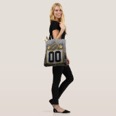 Black and Yellow Gold School Football Jersey Tote Bag (Op model)