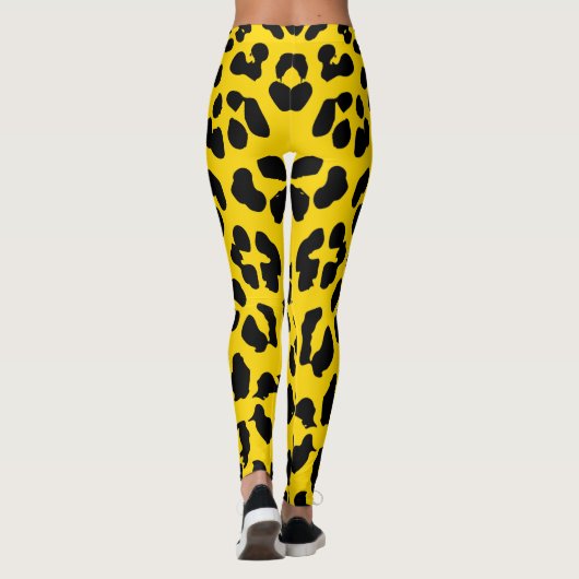 Black And Yellow Leopard Print  Leggings (Achterkant)