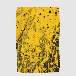 Black and Yellow Paint Splashes Golfhanddoek