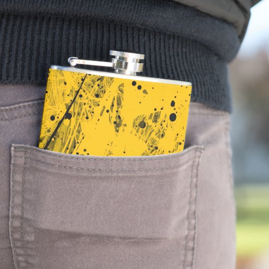 Black and Yellow Paint Splashes Heupfles (Voorbeeld)