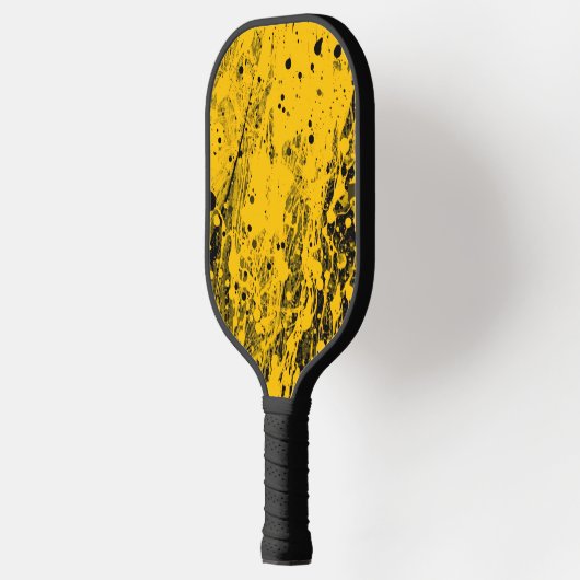 Black and Yellow Paint Splashes Pickleball Paddle (Links)