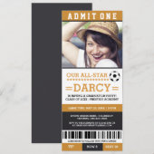 Black and Yellow Soccer Graduation Party nodigt Kaart (Voorkant / Achterkant)