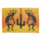 Black and Yellow Southwest Kokopelli Design Kussensloop (Voorkant)