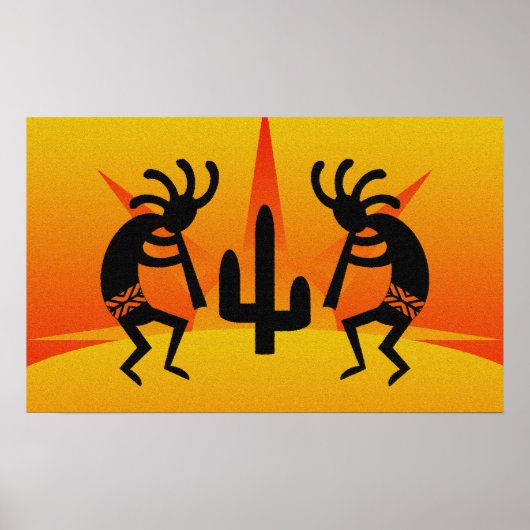 Black and Yellow Southwest Kokopelli Design Poster (Voorkant)