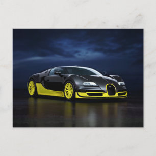 Black and Yellow Sports Car Postcard Briefkaart